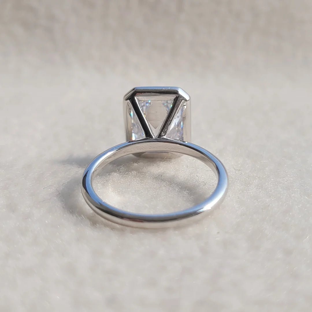 5 Ct Emerald Lab Diamond Gold Bezel Engagement Ring - Riant Fine Jewelry