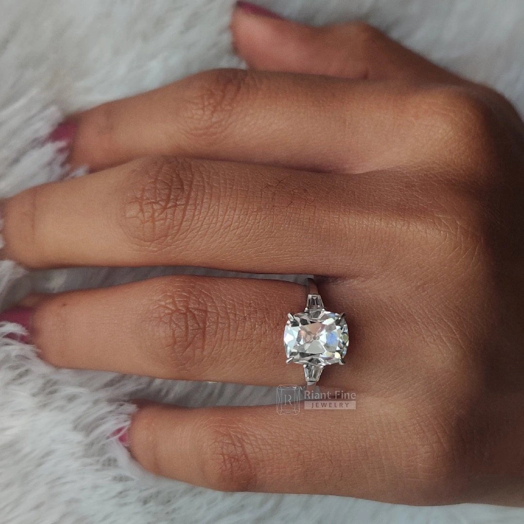 5.22 Ct Elongated Cushion Cut Diamond Engagement Ring - Riant Fine Jewelry