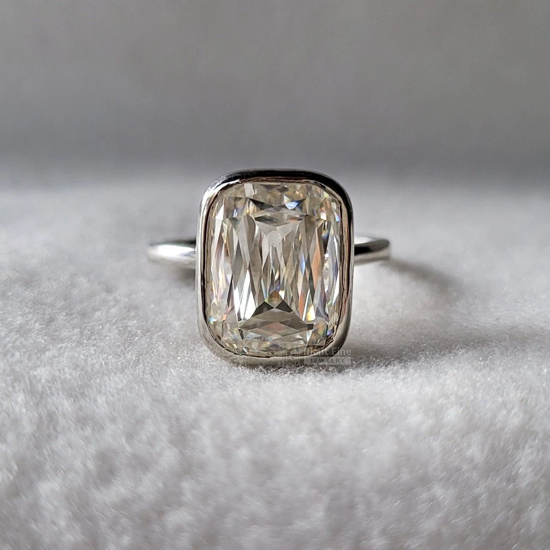 6 Ct Radiant Cut Moissanite Bezel Set Engagement Ring - Riant Fine Jewelry LLC