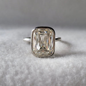 6 Ct Radiant Cut Moissanite Bezel Set Engagement Ring