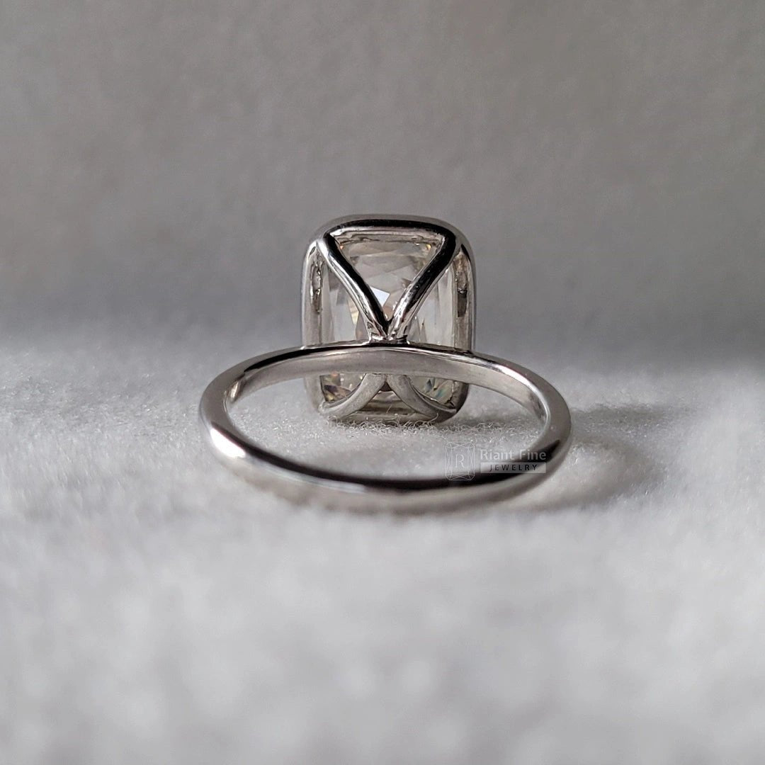 6 Ct Radiant Cut Moissanite Bezel Set Engagement Ring - Riant Fine Jewelry LLC