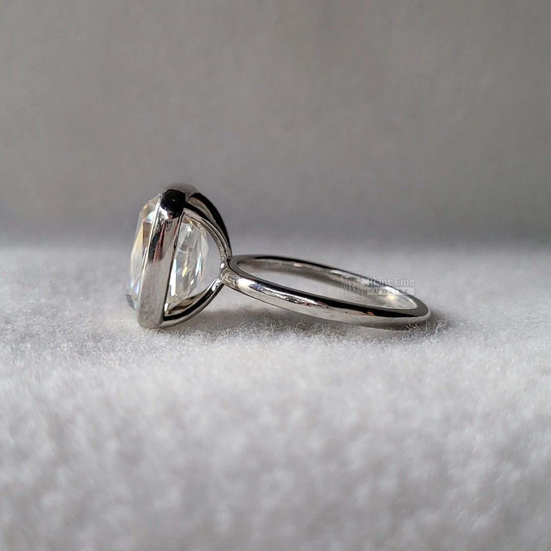 6 Ct Radiant Cut Moissanite Bezel Set Engagement Ring - Riant Fine Jewelry LLC
