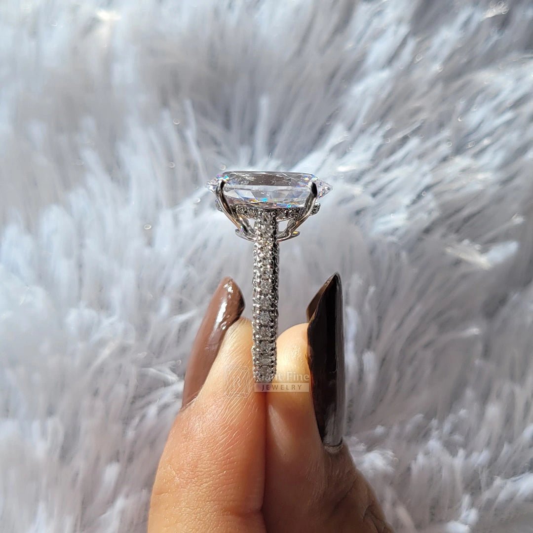 7 Ct Oval Diamond Engagement Ring in 14K White Gold - Riant Fine Jewelry