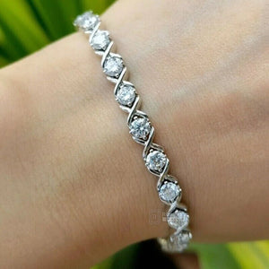 7 Ct Round Moissanite X Link Tennis Bracelet for Women