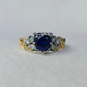 7 mm Heart Cut Blue Sapphire Engagement Ring in Gold