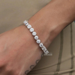 7 MM Round Bezel Moissanite Tennis Bracelet