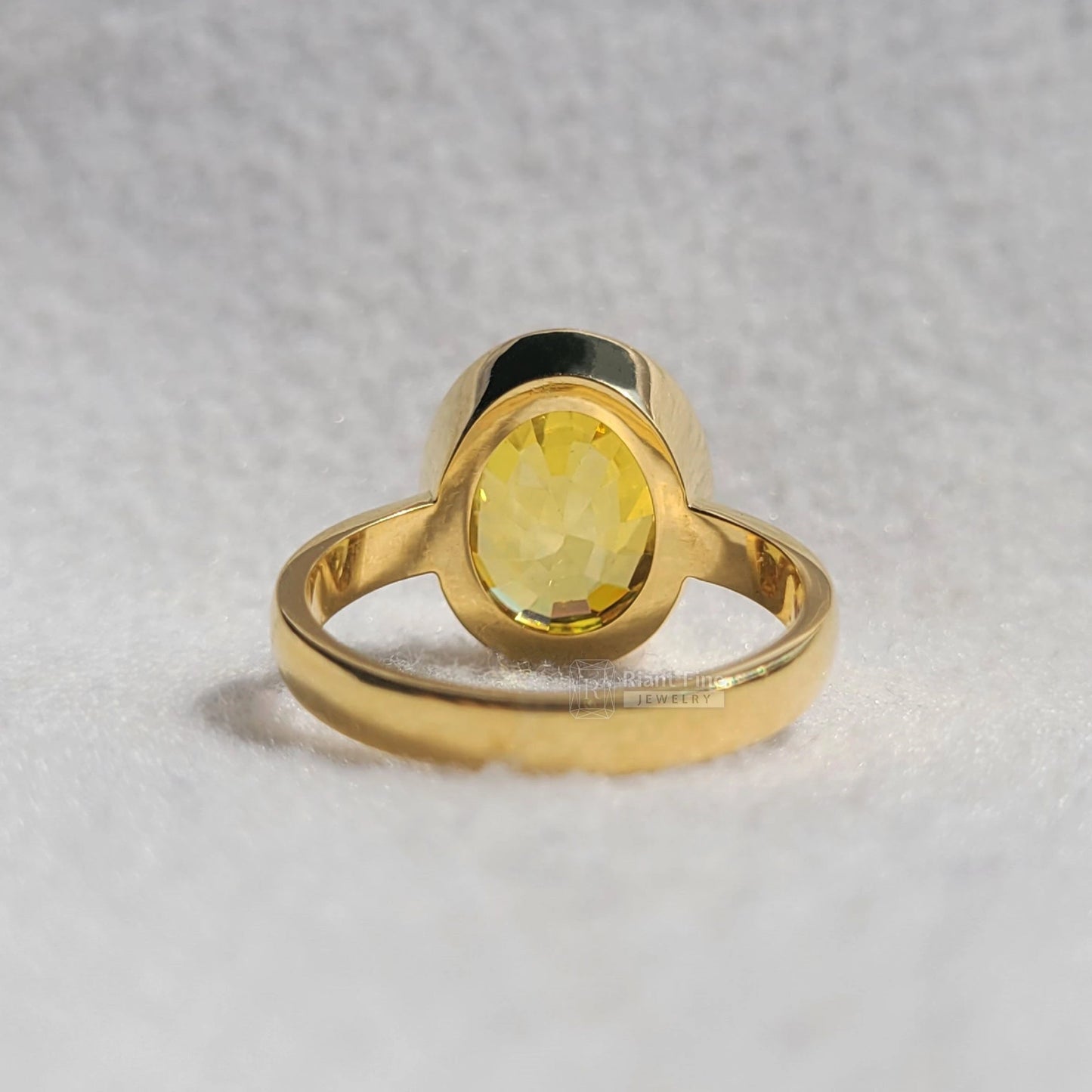 8 Ct Oval Cut Fancy Yellow Sapphire Bezel Engagement Ring - Riant Fine Jewelry LLC