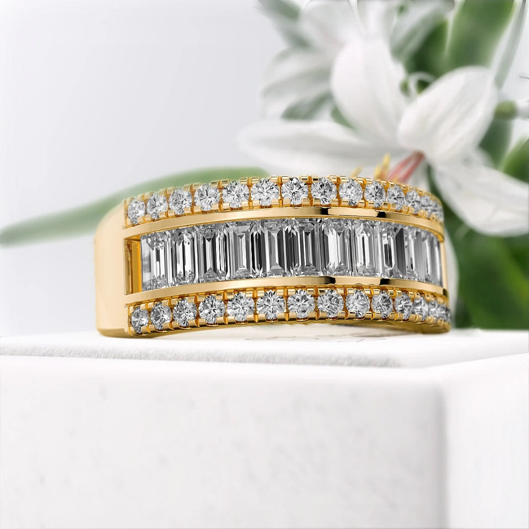 Baguette-Cut-Lab-Diamond-Eternity-Wedding-Band-Gold-Side-View