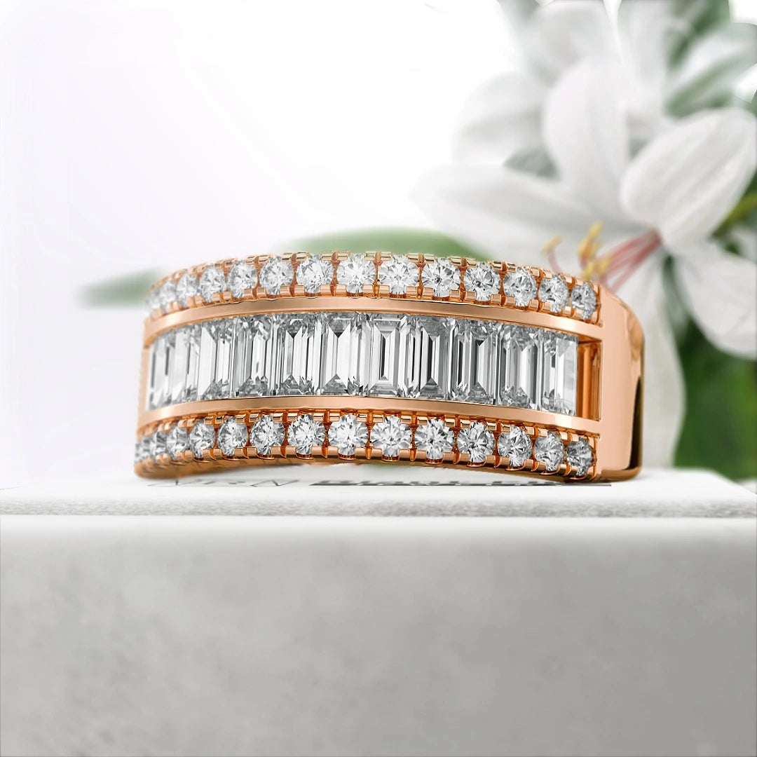 Baguette-Cut-Lab-Diamond-Eternity-Wedding-Band-Rose-Gold-Back-View