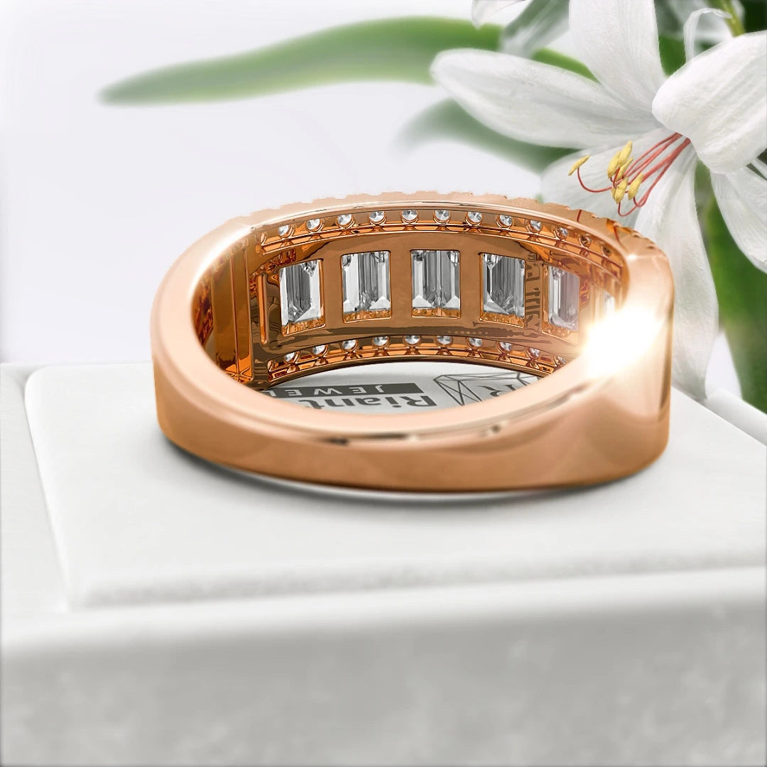 Baguette-Cut-Lab-Diamond-Eternity-Wedding-Band-Rose-Gold-Diamond-View