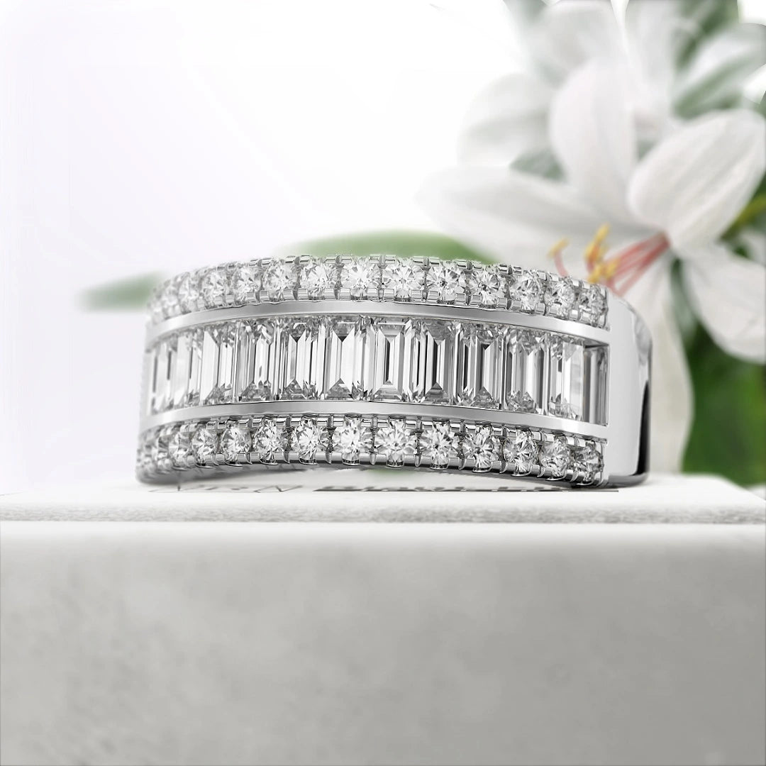 Baguette-Cut-Lab-Diamond-Eternity-Wedding-Band-White-Gold-Side-View