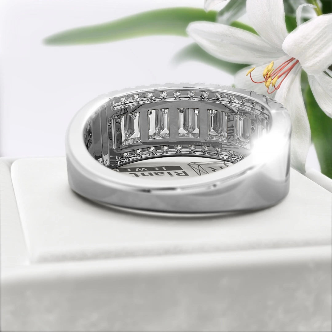 Baguette-Cut-Lab-Diamond-Eternity-Wedding-Band-White-Gold-Back-View
