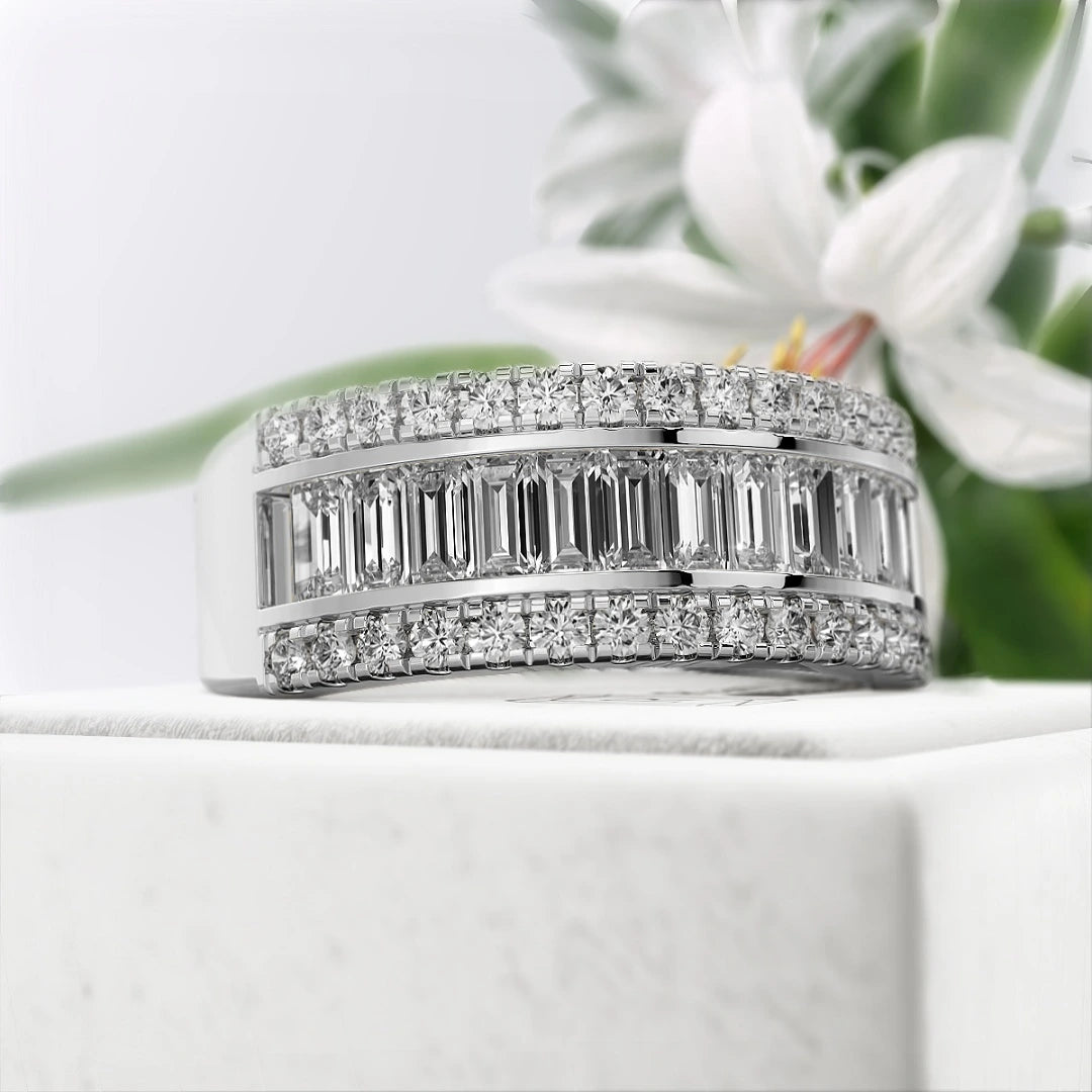 Baguette-Cut-Lab-Diamond-Eternity-Wedding-Band-White-Gold-Back-View