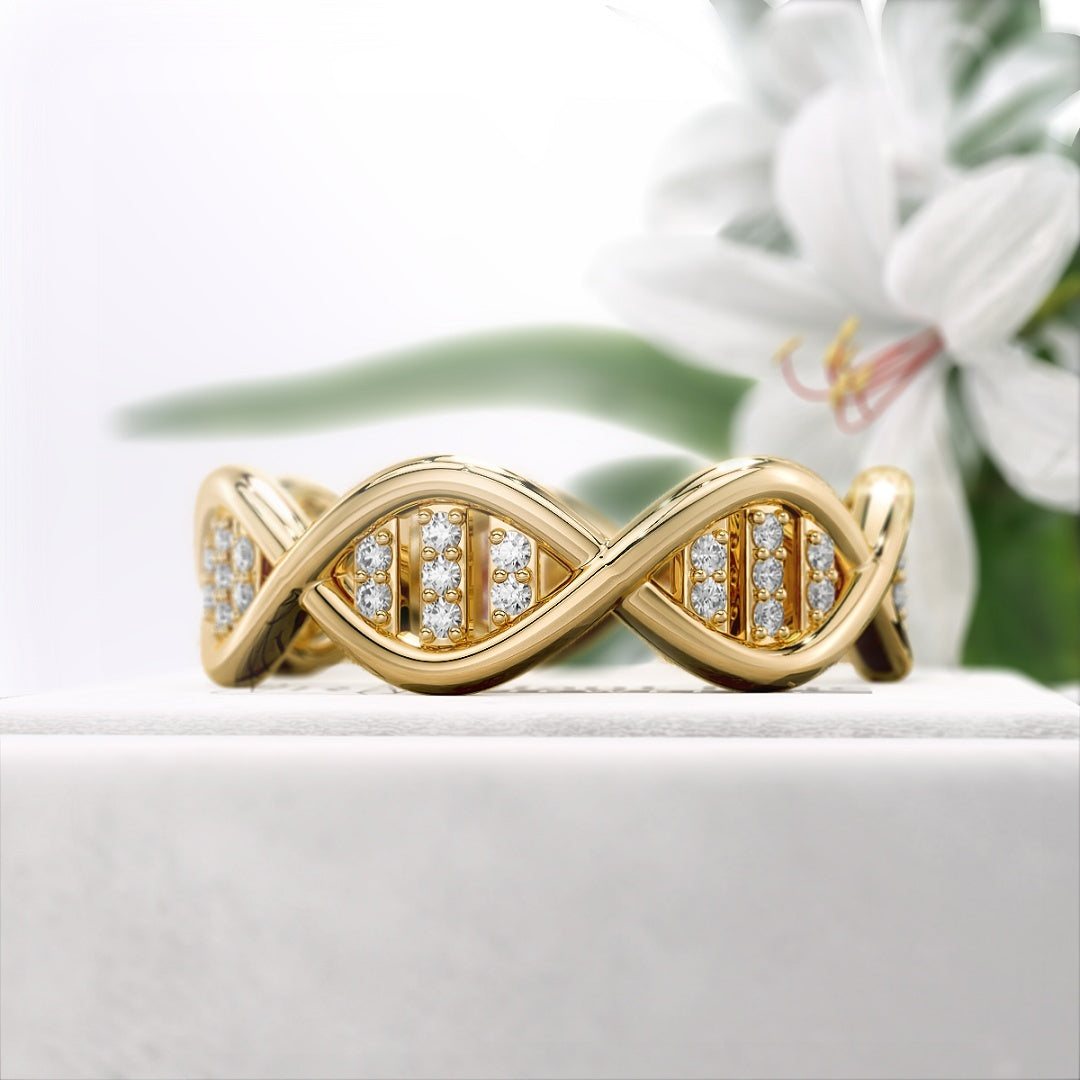 DNA-Style-Round-Lab-Grown-Diamond-Eternity-Ring-in-14K-Gold - Diamond View
