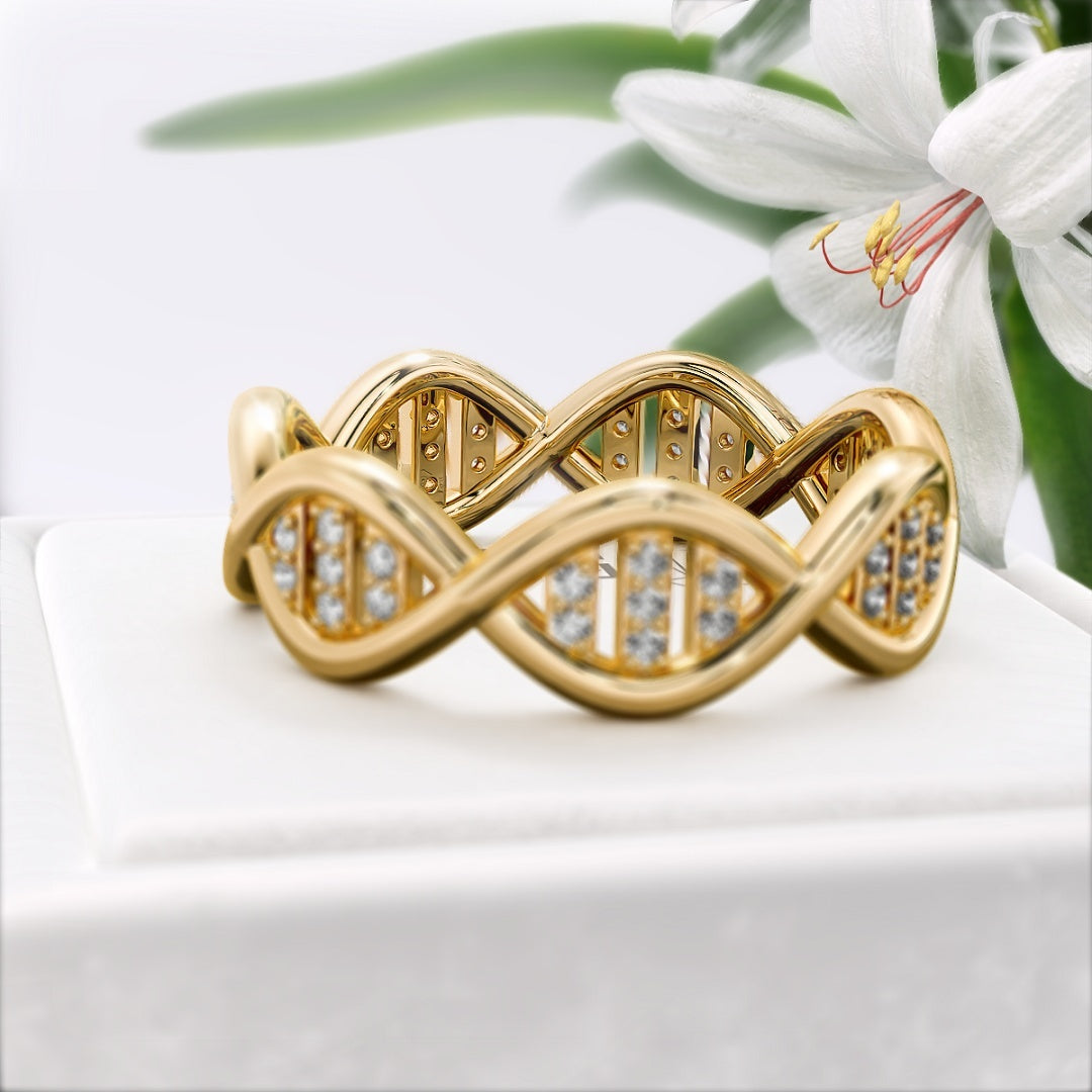 DNA-Style-Round-Lab-Grown-Diamond-Eternity-Ring-in-14K-Gold - Back View
