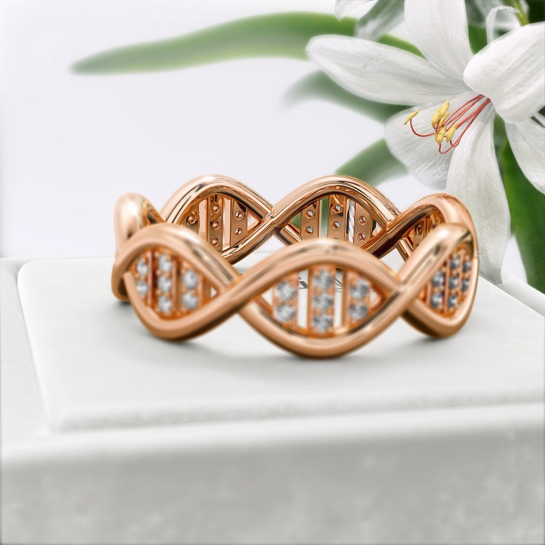 DNA-Style-Round-Lab-Grown-Diamond-Eternity-Ring-in-14K-Rose Gold - Back View
