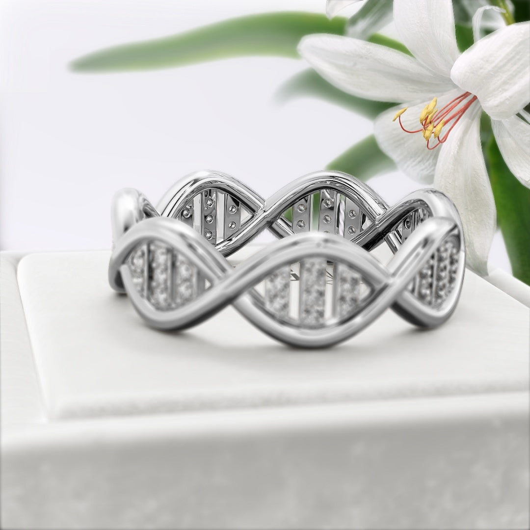 DNA-Style-Round-Lab-Grown-Diamond-Eternity-Ring-in-14K-White Gold - Back View
