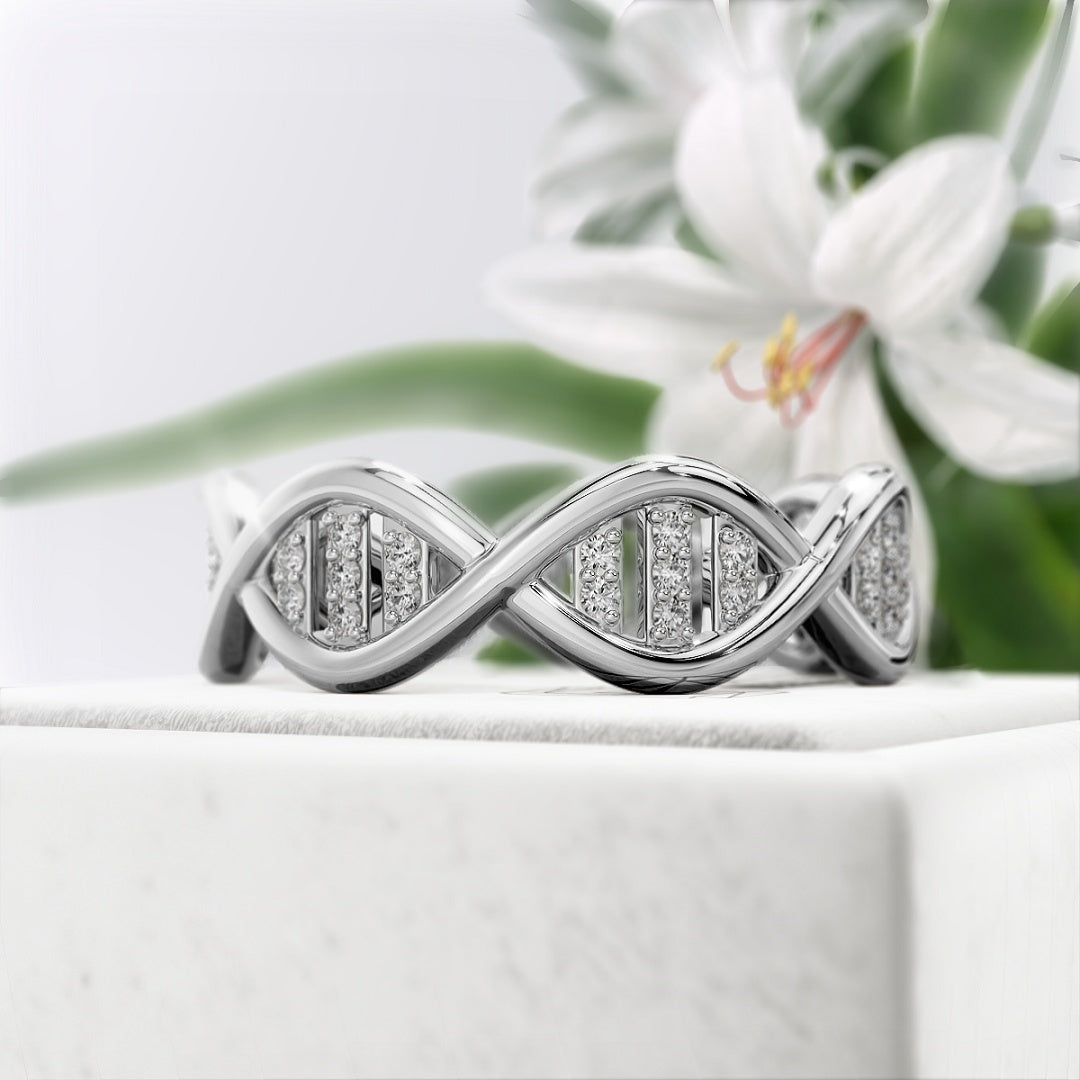 DNA-Style-Round-Lab-Grown-Diamond-Eternity-Ring-in-14K-Rose Gold - Diamond View

