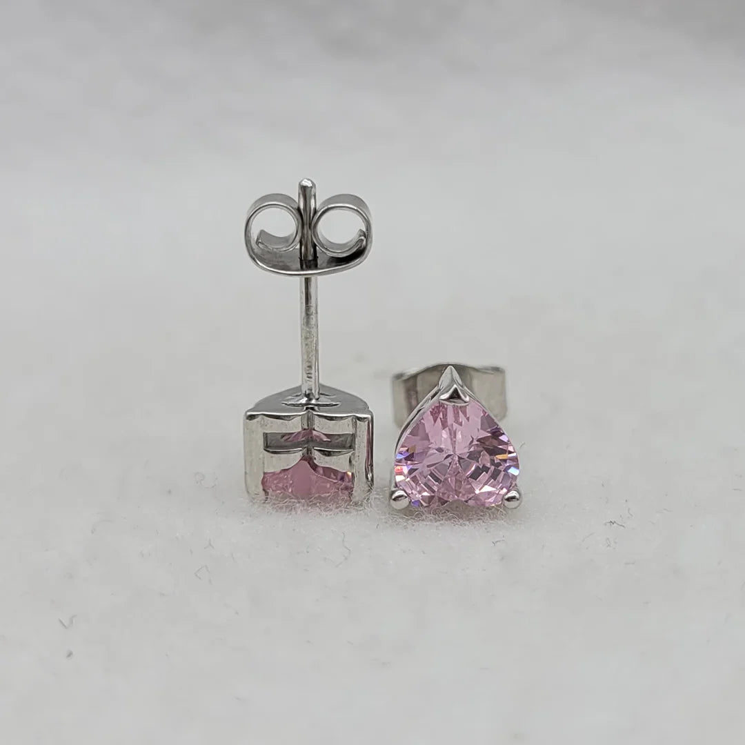 925 silver heart shaped sapphire stud earrings