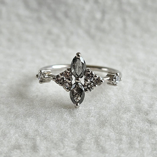 Marquise-Salt-and-Pepper-Diamond-Ring