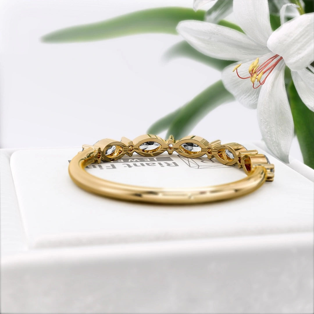 Marquise-Diamond-Lab-Grown-Eternity-Band-Gold-Back-View