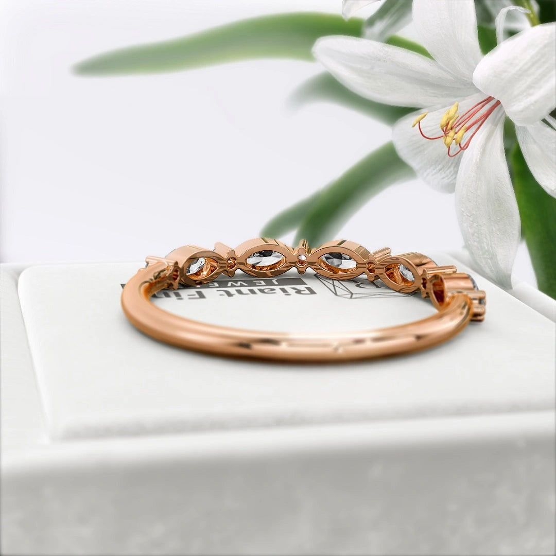 Marquise-Diamond-Lab-Grown-Eternity-Band-Rose-Gold-Back-View