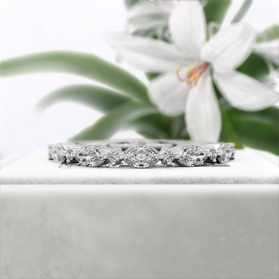 Marquise-Diamond-Lab-Grown-Eternity-Band-Rose-Gold-Front-View-3