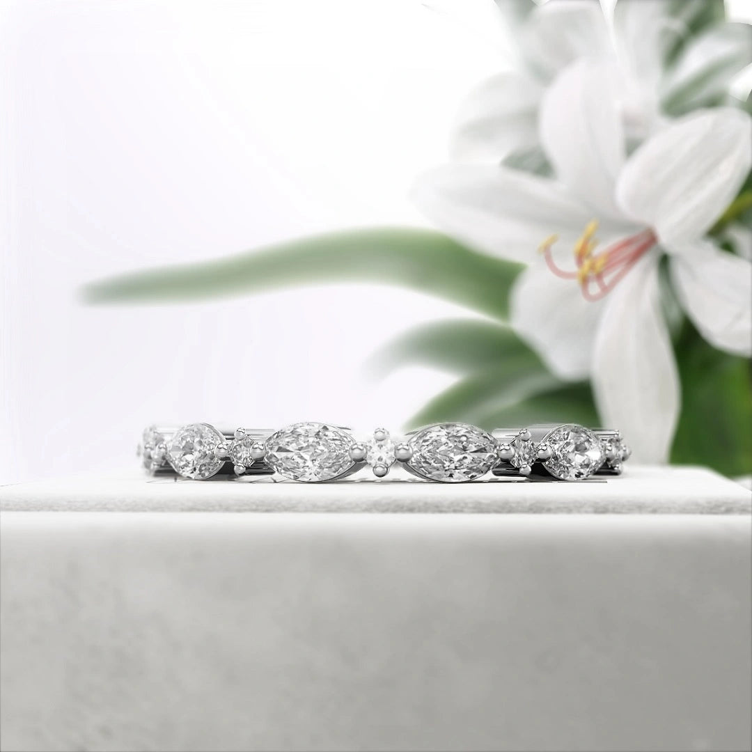 Marquise-Diamond-Lab-Grown-Eternity-Band-White-Gold-Front-View-3