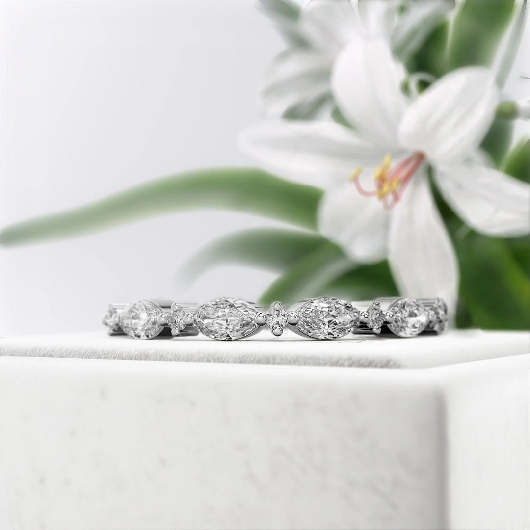 Marquise-Diamond-Lab-Grown-Eternity-Band-White-Gold-Front-View-2