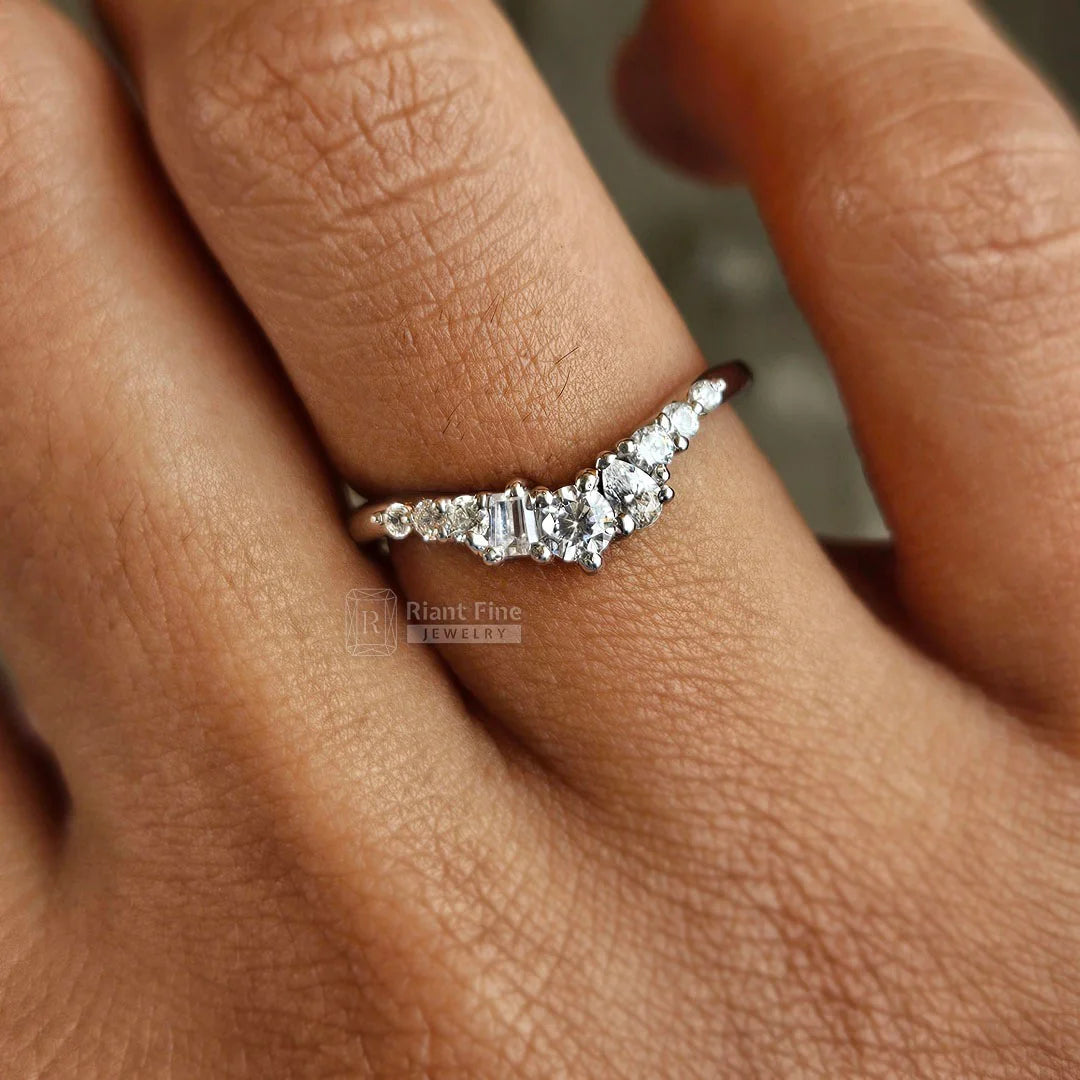 Multi-Shape-Diamond-Curved-Wedding-Band-14K-Gold-Hand-View