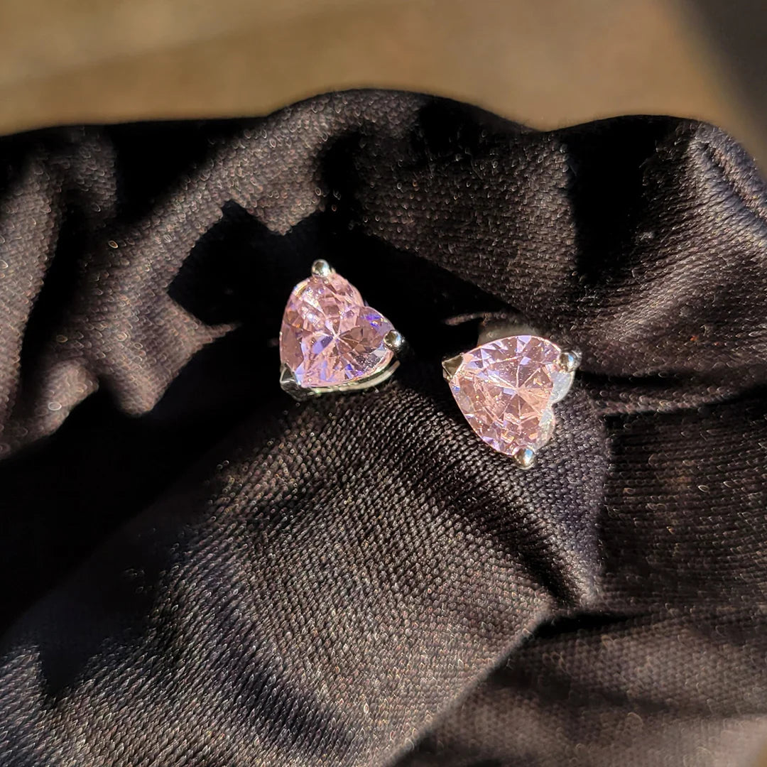 925 sterling silver pink sapphire stud earrings