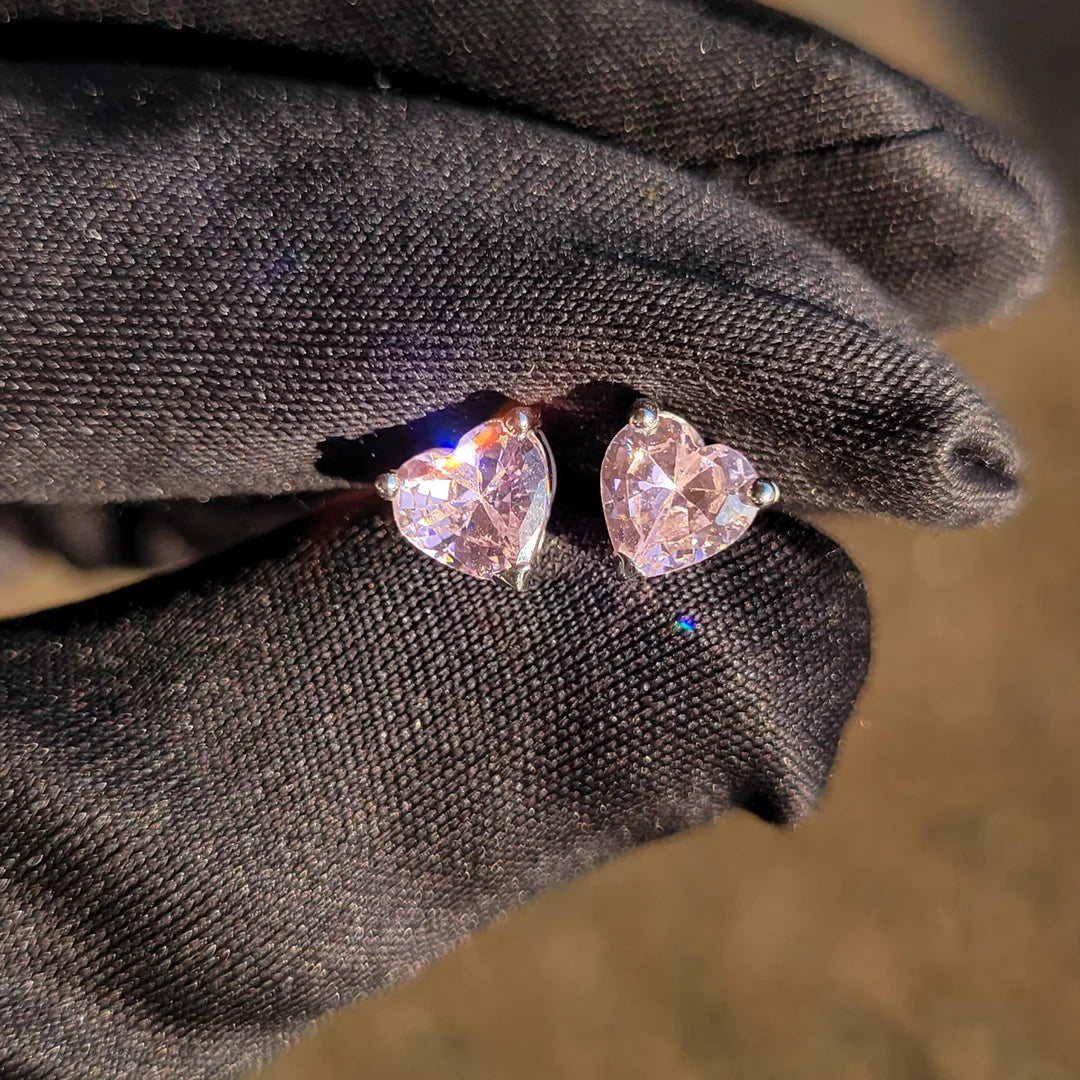 Elegant pink sapphire heart earrings for women