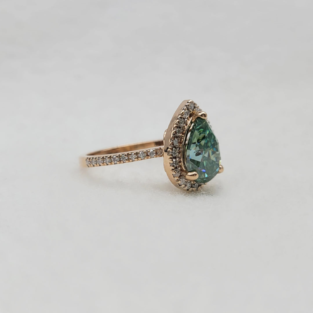 Rose Gold Pear Shaped Moissanite Ring