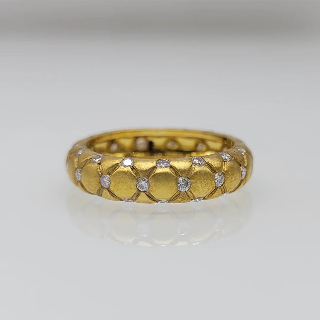 Round Lab Grown Diamond Wedding Band in Matte Gold