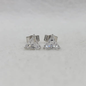 Triangle Cut Lab Grown Diamond Stud Earrings in 925 Sterling Silver
