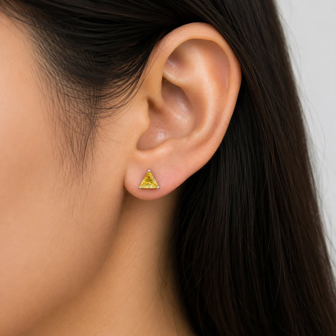 925 sterling silver yellow sapphire stud earrings
