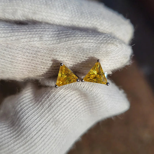 Yellow sapphire stud earrings in sterling silver