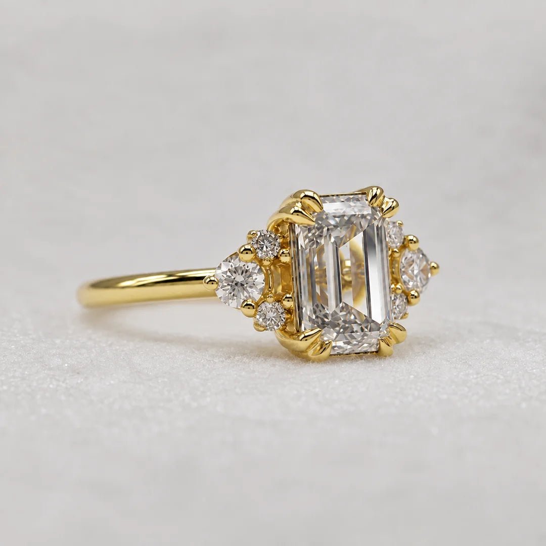 Antique 2 Ct Emerald Lab Diamond Wedding Ring - Riant Fine Jewelry LLC