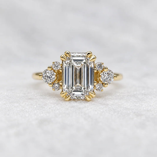 Antique 2 Ct Emerald Lab Diamond Wedding Ring - Riant Fine Jewelry LLC