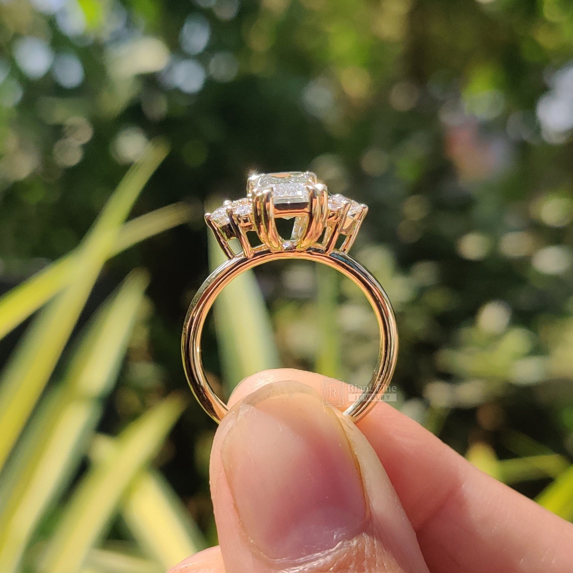Antique 2 Ct Emerald Lab Diamond Wedding Ring - Riant Fine Jewelry LLC