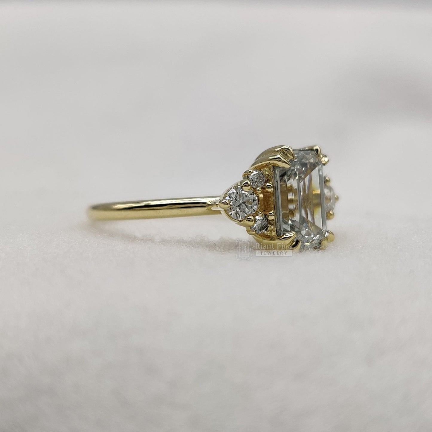 Antique 2 Ct Emerald Lab Diamond Wedding Ring - Riant Fine Jewelry LLC