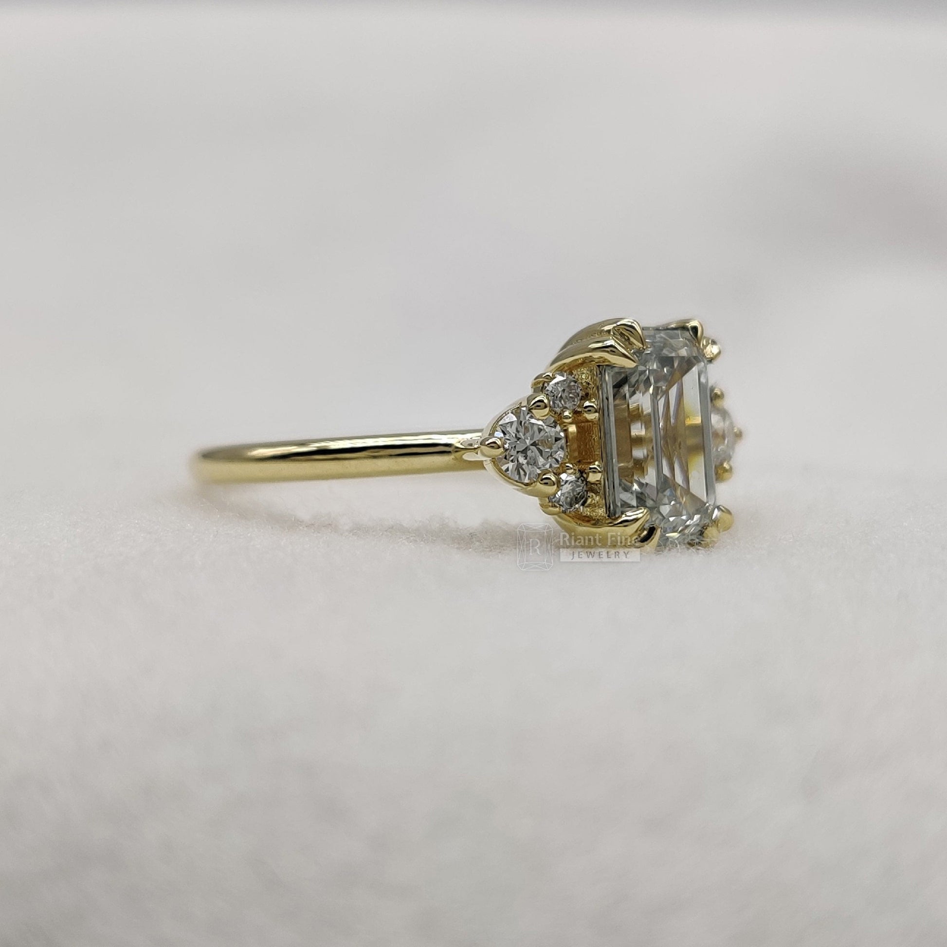 Antique 2 Ct Emerald Lab Diamond Wedding Ring - Riant Fine Jewelry LLC
