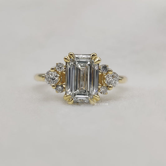 Antique 2 Ct Emerald Lab Diamond Wedding Ring - Riant Fine Jewelry LLC
