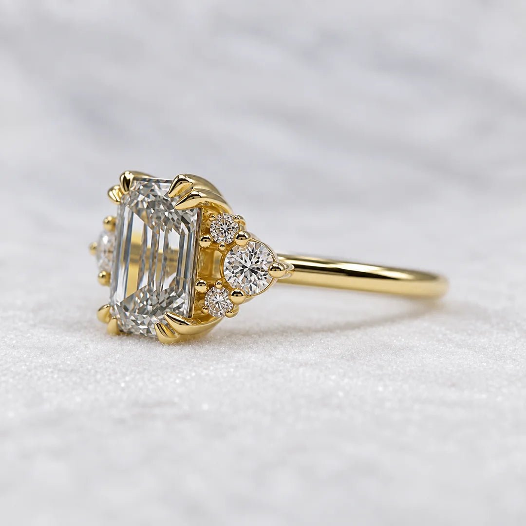 Antique 2 Ct Emerald Lab Diamond Wedding Ring - Riant Fine Jewelry LLC