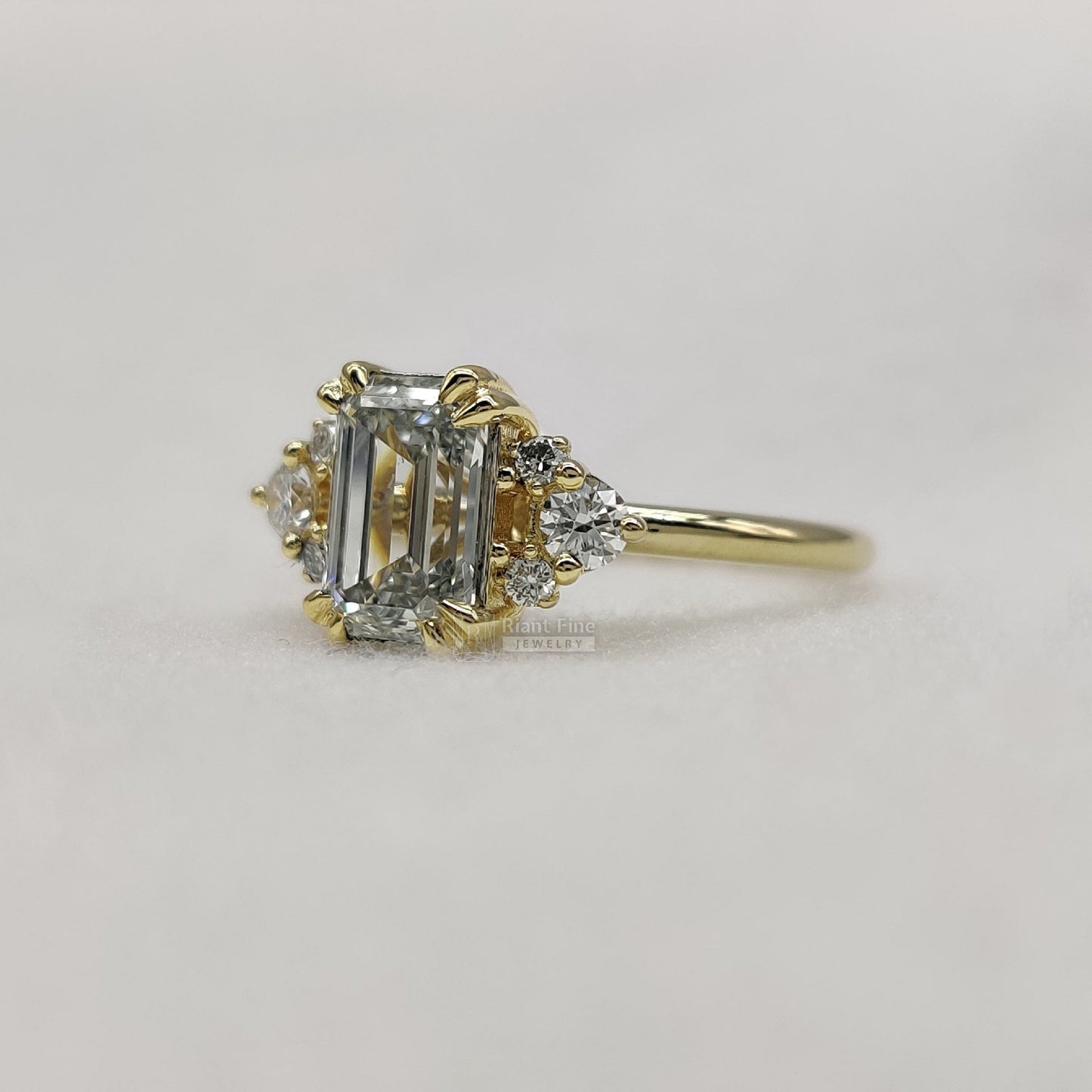 Antique 2 Ct Emerald Lab Diamond Wedding Ring - Riant Fine Jewelry LLC