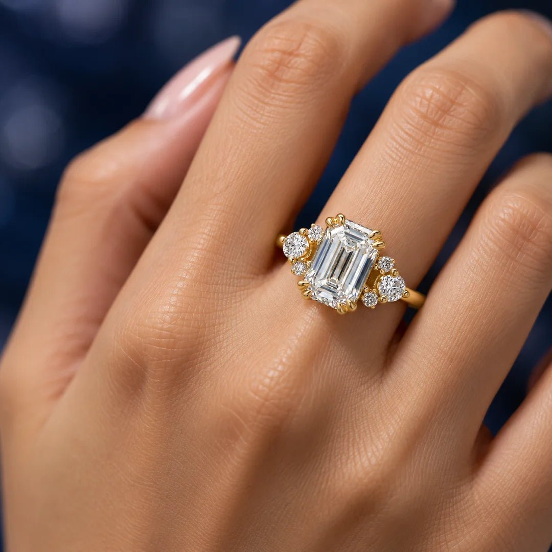 Antique 2 Ct Emerald Lab Diamond Wedding Ring - Riant Fine Jewelry LLC