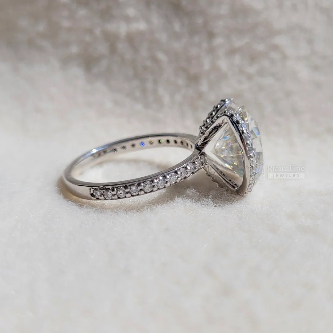 Antique 5 Carat Round Moissanite Diamond Wedding Ring - Riant Fine Jewelry LLC