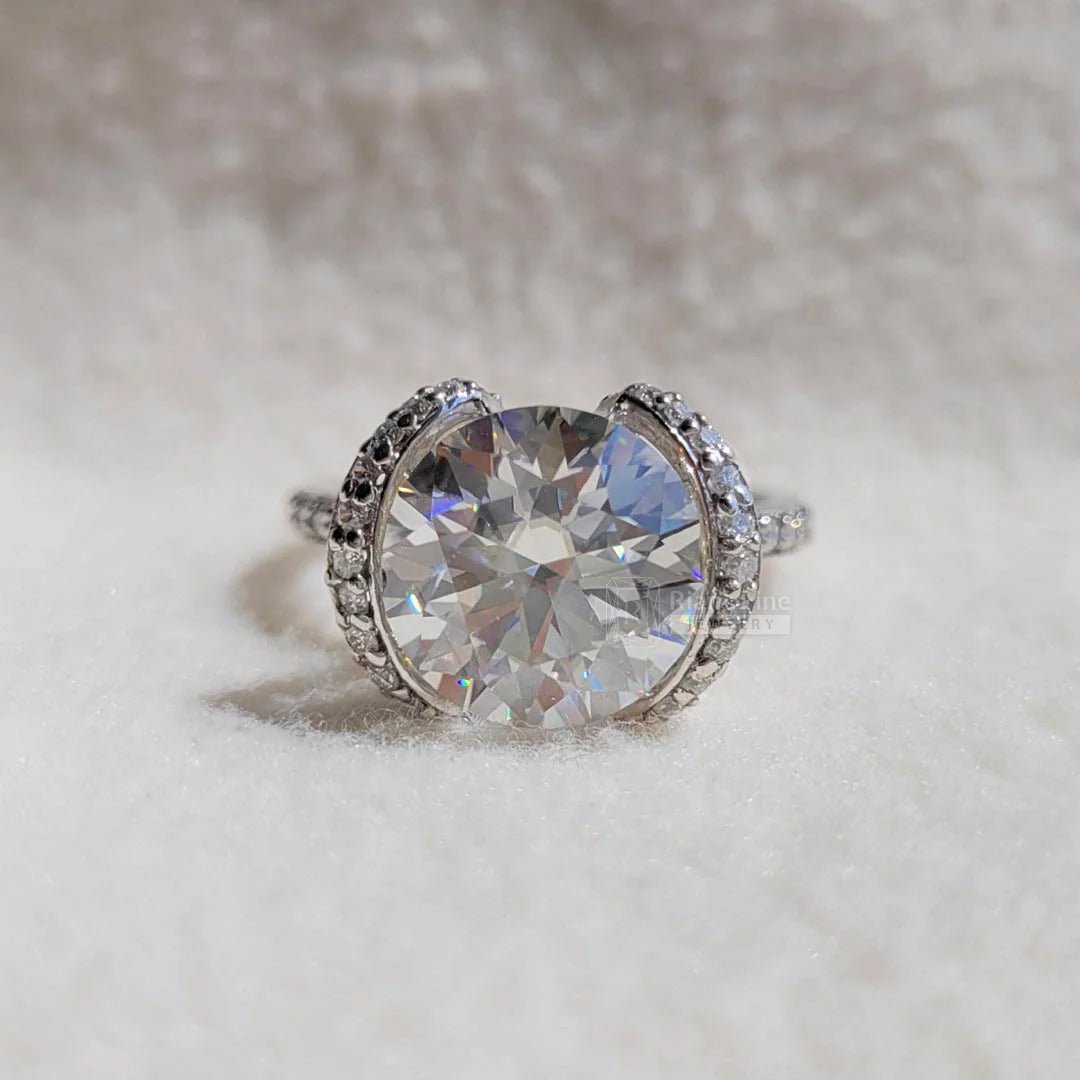 Antique 5 Carat Round Moissanite Diamond Wedding Ring - Riant Fine Jewelry LLC