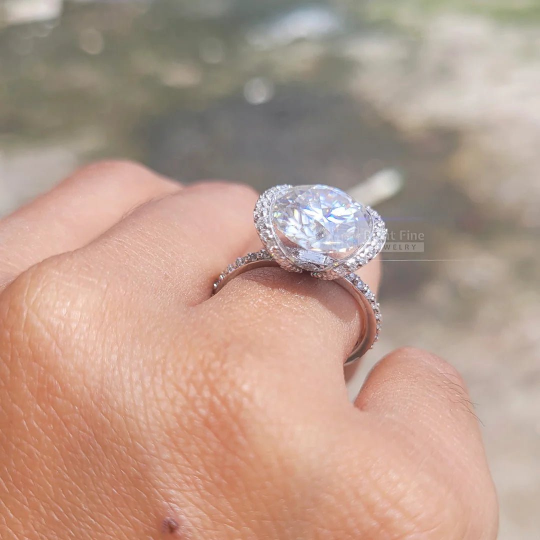 Antique 5 Carat Round Moissanite Diamond Wedding Ring - Riant Fine Jewelry LLC