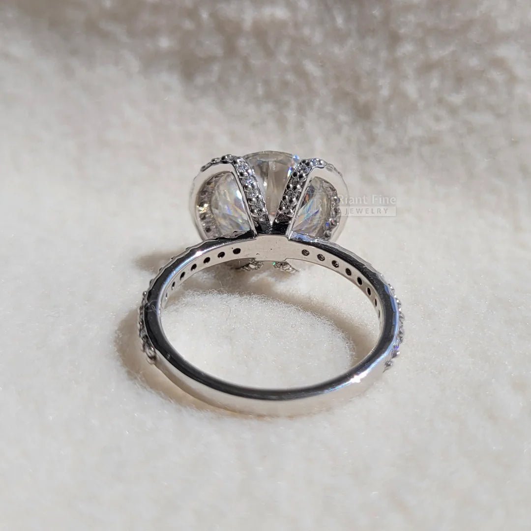 Antique 5 Carat Round Moissanite Diamond Wedding Ring - Riant Fine Jewelry LLC